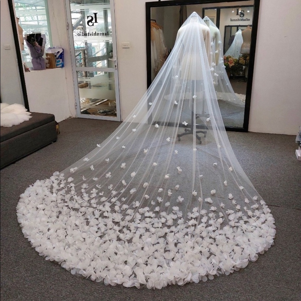 Cathedral floral bridal veil